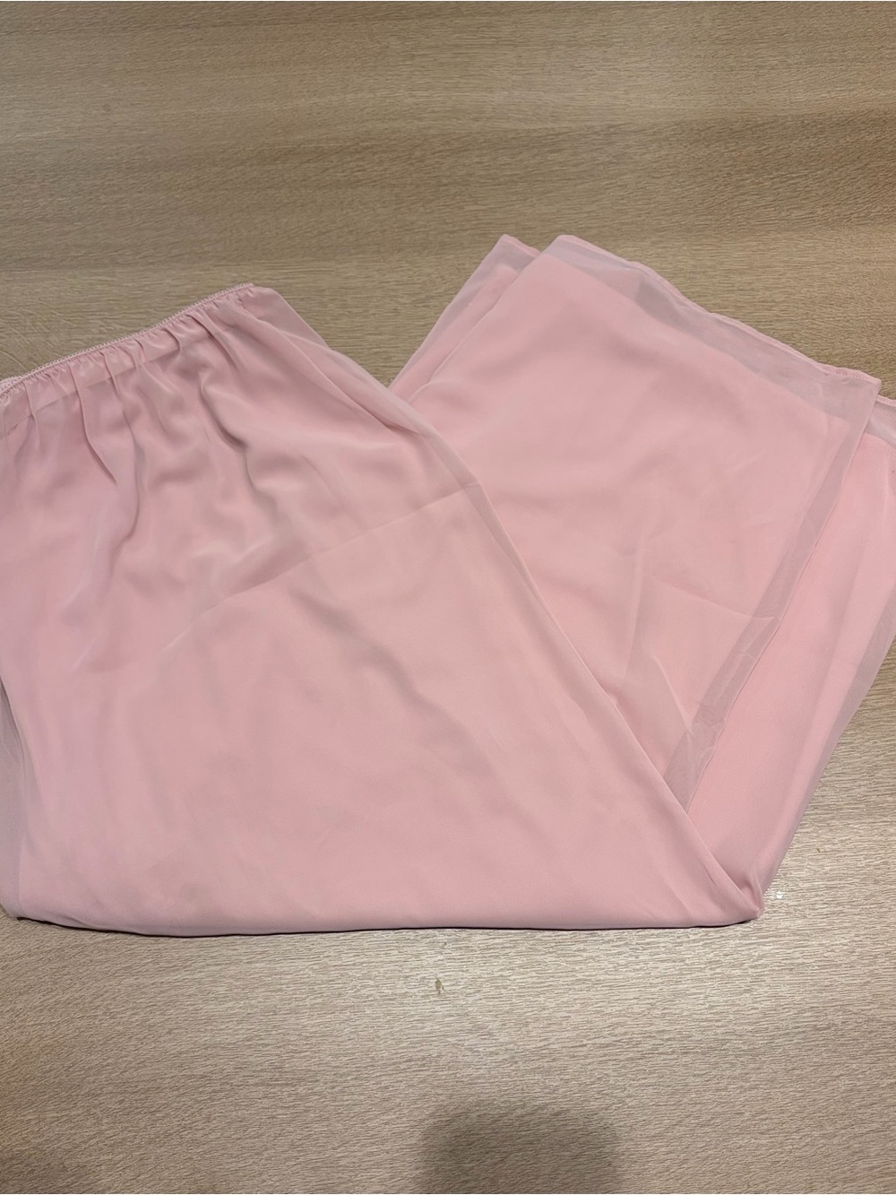 Alex Evenings Soft Pink Wide-Leg Chiffon Pants